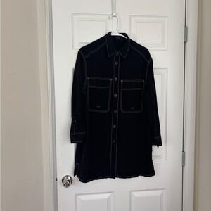 All Saints Black Topstitching shirt dress